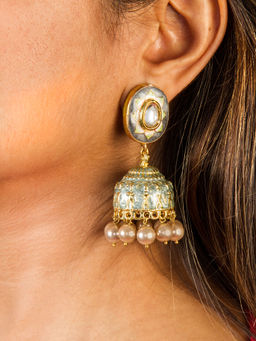Joules By Radhika - Grey Classic Jhumki Earrings