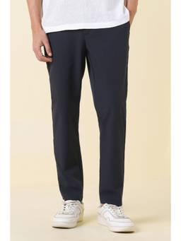 Allen Solly - Men Navy Blue Solid Casual Trouser