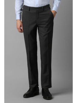 Louis Philippe - Men Grey Solid Flat Front Formal Trouser