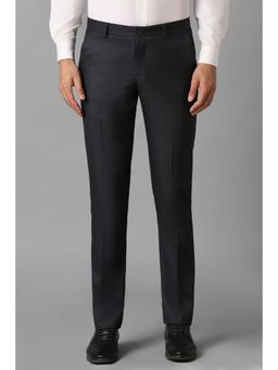 Louis Philippe - Men Grey Solid Flat Front Formal Trouser
