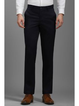 Louis Philippe - Men Black Solid Flat Front Formal Trouser