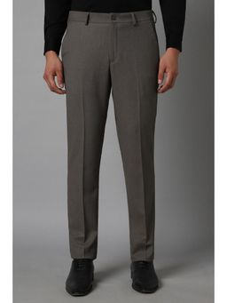 Louis Philippe - Men Brown Textured Flat Front Formal Trouser
