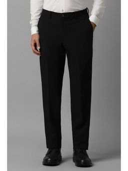 Louis Philippe - Men Black Solid Flat Front Formal Trouser