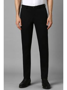 Louis Philippe - Men Black Solid Flat Front Formal Trouser