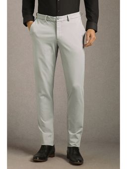 Louis Philippe - Men Grey Solid Flat Front Formal Trouser