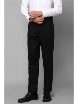 Louis Philippe - Men Black Solid Pleated Formal Trouser