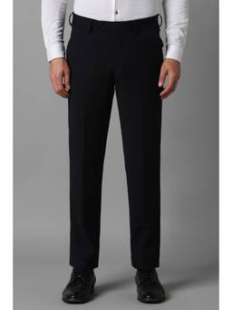 Louis Philippe - Men Black Solid Flat Front Formal Trouser