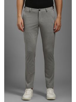 Louis Philippe - Men Grey Solid Flat Front Casual Trouser