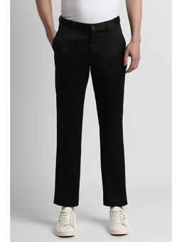 Peter England - Men Black Solid Regular Fit Casual Trouser