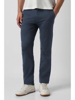 Peter England - Men Navy Solid Regular Fit Casual Trouser