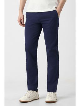 Peter England - Men Navy Solid Regular Fit Casual Trouser