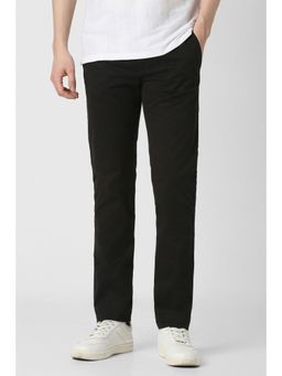 Peter England - Men Black Solid Regular Fit Casual Trouser