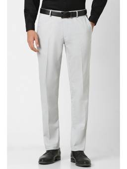 Peter England - Men Grey Solid Formal Trouser