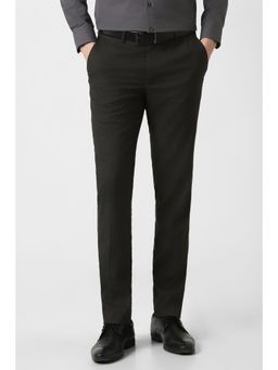 Peter England - Men Black Textured Formal Trouser