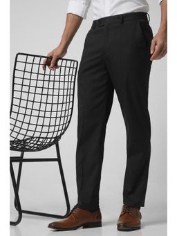 Peter England - Men Black Solid Formal Trouser
