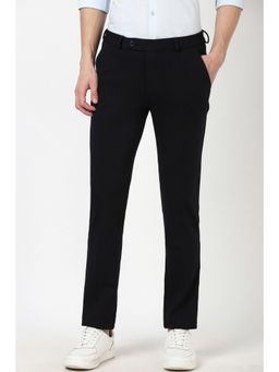 Peter England - Men Navy Solid Casual Trouser