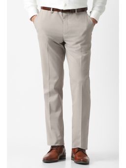 Van Heusen - Men Beige Solid Trouser