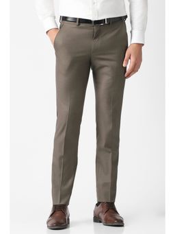 Van Heusen - Men Brown Solid Trouser