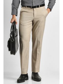 Van Heusen - Men Beige Checks Trouser