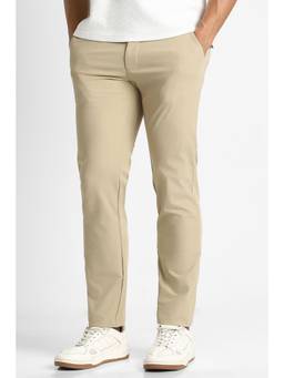Van Heusen - Men Beige Textured Trouser