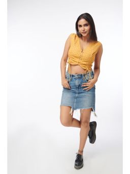 How When Wear - Yellow Broderie Corset Top