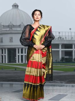 Beatitude - Multicolor Cotton Jacquard Work Saree with Unstitched Blouse