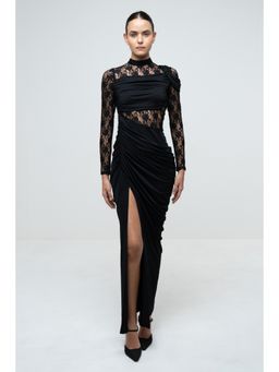 SOTBELLA - Draped Bodycon Slit Dress