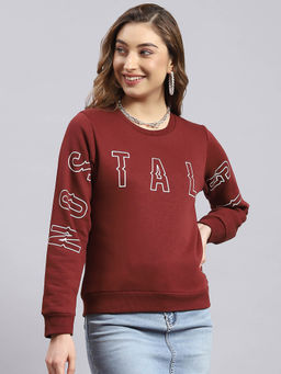 Monte Carlo - Maroon Printed Full Sleeves Round Neck Sweatshirt