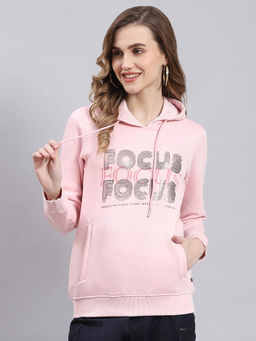Monte Carlo - Pink Printed Full Sleeves Hooded Sweatshirt