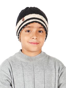 Bharatasya - Kids Fine Knitted Winter Skull Cap Black (11-12 Years)