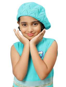Bharatasya - Kids Cotton French Beret Cap Turquoise (11-12 Years)