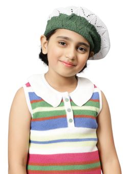 Bharatasya - Kids Cotton Tricolor Beret Cap Multi-Color (11-12 Years)