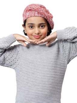 Bharatasya - Kids Cotton Knitted Afghani Slouch Cap Brown (11-12 Years)