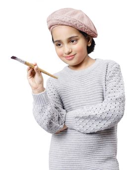 Bharatasya - Kids Cotton Knitted Afghani Slouch Cap Beige (11-12 Years)