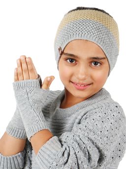 Bharatasya - Kids Mat Knit Woolen Headband Ear Warmer Grey (11-12 Years)