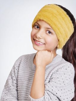 Bharatasya - Soft Knitted Warm Woolen Trendy Stylish Headband For Girls Yellow (11-12 Years)