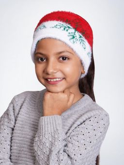 Bharatasya - Soft Knitted Warm Woolen Trendy Pattern Headband For Girls White (11-12 Years)