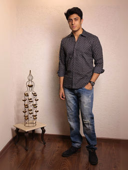 Spring Soul - Black Cotton Printed Full Sleeves Shirt