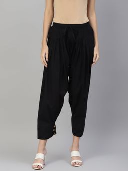 Laado - Black Solid Pure Cotton Button Sustainable Salwar