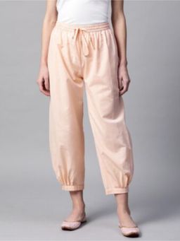 Laado - Pink Solid Pure Cotton Sustainable Cropped Afghan Salwar