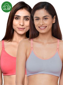 Inner Sense - Organic Cotton Antimicrobial Women Feeding Bra Multi-Color (Set of 2)