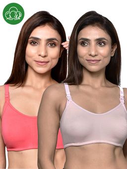 Inner Sense - Organic Cotton Antimicrobial Women Feeding Bra Multi-Color (Set of 2)