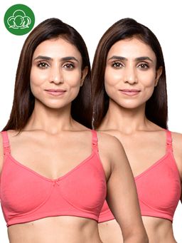Inner Sense - Organic Cotton Antimicrobial Women Feeding Bra Pink (Set of 2)