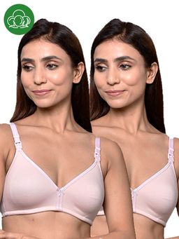 Inner Sense - Organic Cotton Antimicrobial Women Feeding Bra Pink (Set of 2)