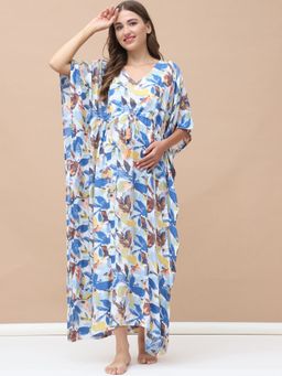 Secret Wish - Blue Floral Rayon Maternity Kaftan