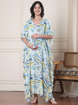 Secret Wish - Blue Marble Rayon Maternity Kaftan