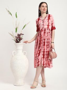 R&B - Pink Abstract Shirt Dress