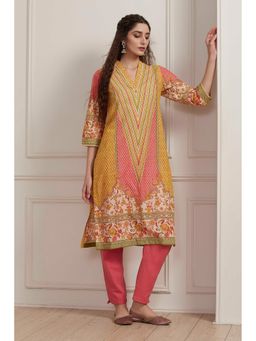 Biba - Yellow Printed Kurta