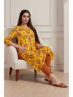 Biba - Yellow Floral Kurta