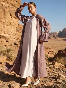 ISHIN - Pink Embroidered A-Line Dress and Hijab